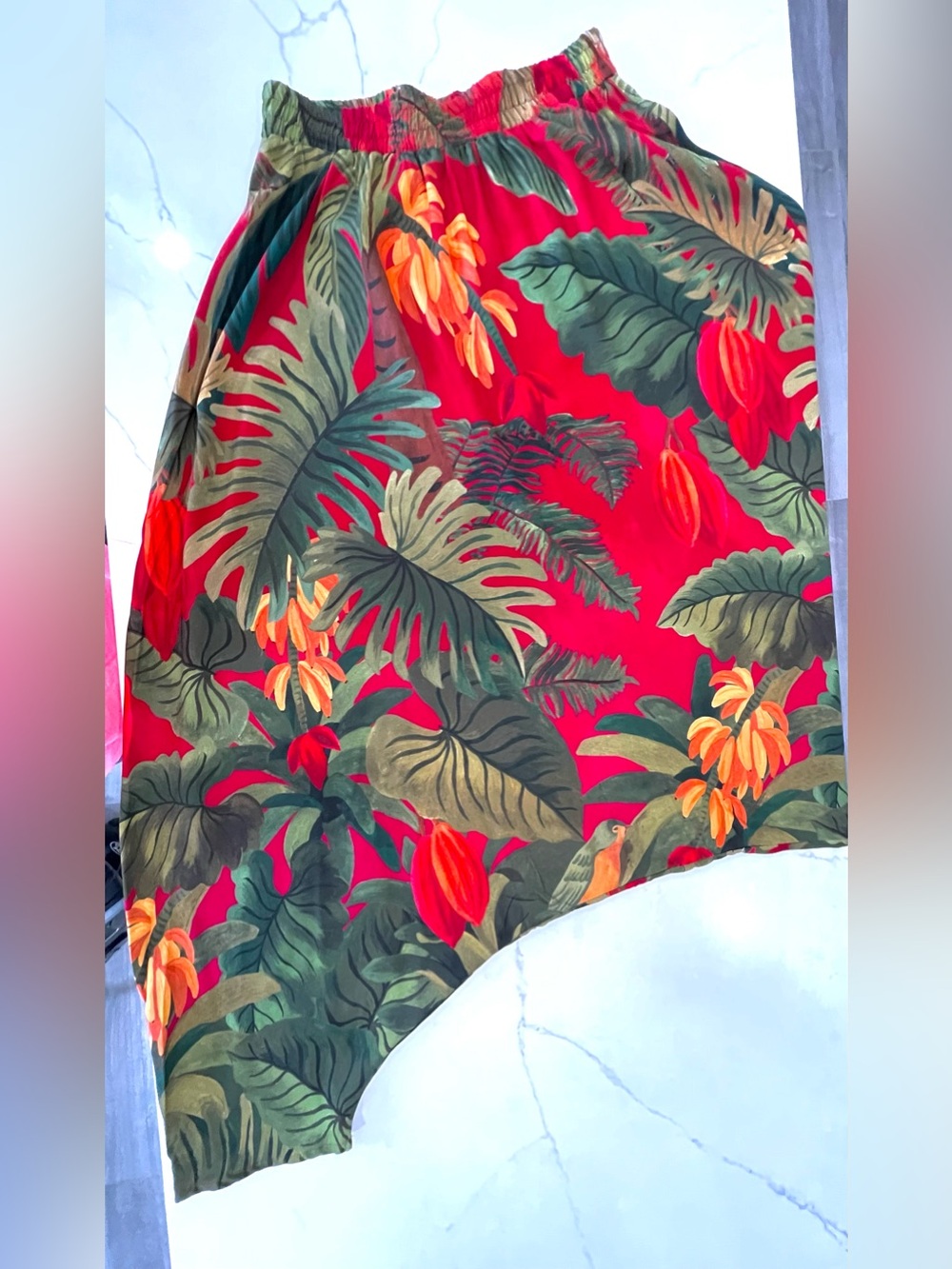 FARM Rio Red Tropical Wide-Leg Harem Pants - Picture 3 of 5